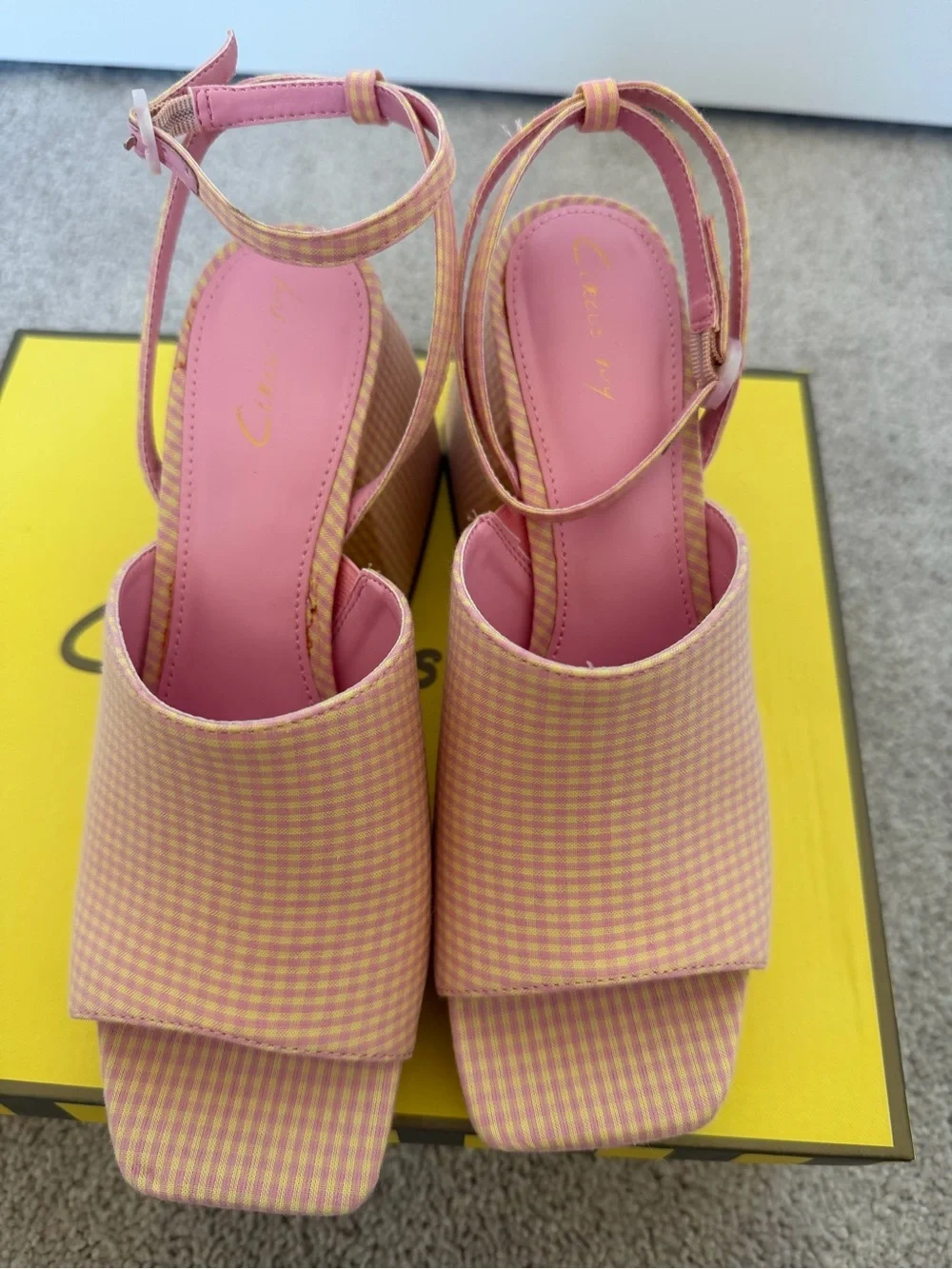 Circus by Sam Edelman Pink and Orange Gingham Platform Slingbacks